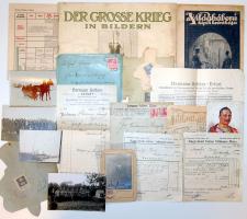 I. világháborús tétel 20 db fotó, képeskönyv, okmány