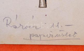 cca 1910 Rákóczi úti papírüzlet judaika ex libris terve. lavírozott tus. / Judaica ex libris essay o...