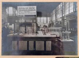 cca 1925 Braun Mór jégszekrény, bor és sörhűtőkészülékek gyára kiállítási standja. Hollós fotó. Üvegezett keretben / Fridge maker's exhibition stand.  26x22 cm