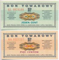 Lengyelország / Deviza tanúsítvány 1969. 1c + 5c T:III Poland / Foreign Exchange Certificate 1969. 1 Cent + 50 Cents C:F