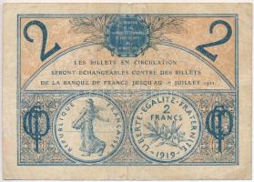 Franciaország / Párizsi Kereskedelmi Kamara 1920. 2Fr szükségpénz T:III,III- France / Chambre de Commerce de Paris 1920. 2 Francs necessity note C:F,VG