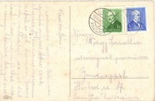 Üdvözlet a Krampusztól! / Krampus with lady on airplane, golden decorated. Erika