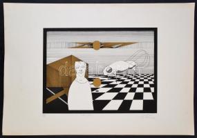 Olvashatatlan jelzéssel: Under glass. Szitanyomat, papír, 35×40 cm