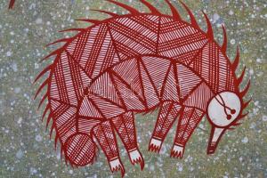 WB jelzéssel: Lények. Vegyes technika, papír, 49×67 vm