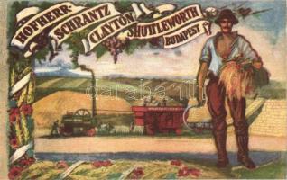Hoffher-Schrantz Clayton-Shuttleworth gépgyár reklámlapja, aratógép / Hungarian agricultural machine factory advertisement