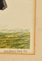 Sven Bertil Berg (1931-): Lány a vagonnál. Színes litográfia, papír, jelzett, keretben, 37×50 cm