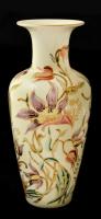Zsolnay virág mintás váza, kézzel festett, jelzett, hibátlan, m:27 cm