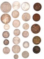 Rendkívül tartalmas fémpénz gyűjtemény öt darab kisalakú berakóban. ~101db ezüstérme, nagyrészt oszt...