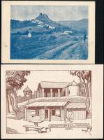 cca 1930 5 db turista házakat ábrázoló képeslap, négy darab híres turistavezetők által írva, aláírva...