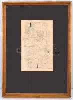 Kass János (1927-2010): Nimfák. Tus, papír. Jelzett. Üvegezett keretben, hozzá a művész által aláírt...