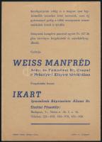 cca 1940 Weiss Manfréd gyár Csepel kerékpár reklámnyomtatvány / Bike advertising