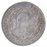 1796B 20kr Ag "I. Ferenc" Körmöcbánya (6,18g) T:1-,2 /  Hungary 1796B 20 Kreuzer Ag "Franz I" Kremnitz (6,18g) C:AU,XF Huszár: 1964., Unger III.: 1375.a