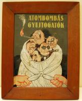 1950-es évek antiimperialista propagandaplakát bekeretezve  22x28 cm