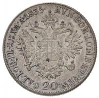 1835B 20kr Ag "I. Ferenc" Körmöcbánya (6,65g) T:1- kis patina / 
Hungary 1835B 20 Kreuzer...