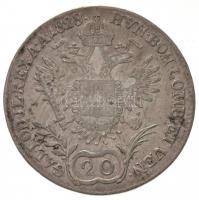 1828E 20kr Ag "I. Ferenc" Gyulafehérvár (6,54g) T:2,2- kis patina / 
Hungary 1828E 20 Kre...