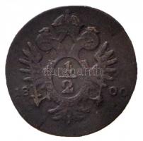 1800E 1/2kr Ag "I. Ferenc" Gyulafehérvár (2,07g) T:2,2- / 
Hungary 1800E 1/2 Kreuzer Ag &...
