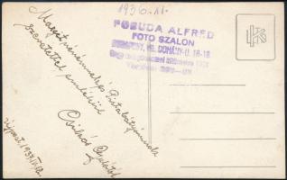 1937 Csikós Gyula (1913-1992) a Ferencváros válogatott labdarúgójának aláírt fotója / Signed photo o...
