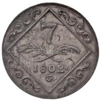 1802G 7kr Ag "I. Ferenc" Nagybánya (4,48g) T:2 k. / 
Hungary 1802G 7 Kreuzer Ag "Fra...