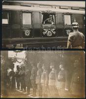 cca 1917 8 db fotó IV. Károly királyról a fronton. Automobilban, királyi vonatkocsi, tisztek / 8 ori...