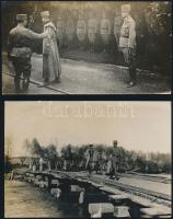 cca 1917 8 db fotó IV. Károly királyról a fronton. Automobilban, királyi vonatkocsi, tisztek / 8 ori...