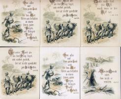 cca 1900 6 db lithokártya biblia idézetekkel és versekkel  6x12 cm