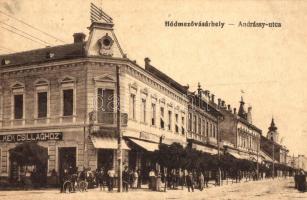 Hódmezővásárhely, Andrássy utca, Szálloda a Kék csillaghoz, Anhalzer G. és társa üzlete