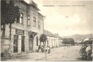 Balázsfalva, Blaj, Blasendor; Hosszú utca, Hangya fogyasztási és értékesítő szövetkezet és kiadása / main street with cooperative shop