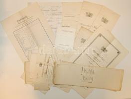 31 db okmány, számla, okmánybélyeges irat az 1920-30-as évekből