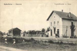 Kákófalva, Cacova, Gradinari; Vasútállomás / Gara / railway station