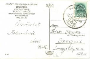 1940 Kolozsvár, Cluj; bevonulás, Horthy Miklós tiszteleg a katonáknak, Purgly Magdolna / entry of th...