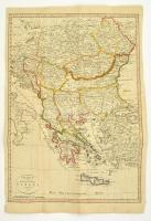 1813 Charte von der europäischen Türkey - Törökország a Balkán és Magyarország rézmetszetű térképe / 1813 Etched map of Turkey and Balkans 32x46 cm