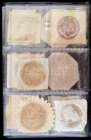 125 db régi levélzáró és viaszpecsét lenyomat két kis berakóban / 125 poster stamps and wax seals