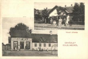 Sülelmed, Silimeghiu, Ulmeni; vasútállomás, Bárány Antal üzlete / railway station, shop (Rb)