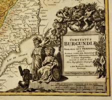 1720 Burgundia térképe. Johann Baptist Homann:
Comitatus Burgundiae tam in primarias ejus praefectu...