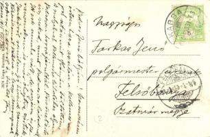 Kassa, Kosice; Fő utca, Mildner Ferenc, Putankó Mihály és Fekete Ödön üzlete / street view with shop...