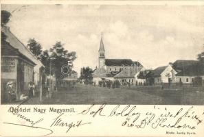 Nagymagyar, Zlaté Klasy; utcakép és gyógyszertár. Lustig Gyula kiadása / street view with pharmacy