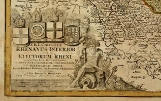 cca 1716 A Rajna felső vidékének térképe. Johann Baptist Homann: S.R.I. Circulus Rhenanus Inferior S...