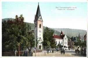 Trencsénteplic-fürdő, Bad Trencianske Teplice; Templom tér / Kirchenplatz / church, square (EK)