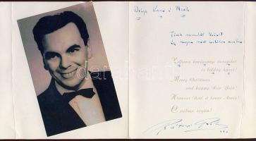 Rátonyi Róbert színész által Kazimir Károlynak írt üdvözlölap a színész fényképével