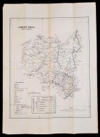 cca 1860 Tolna vármegye térképe. Színezett rézmetszet. 44x59 cm