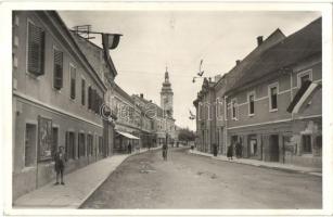 Csáktornya, Cakovec; utcakép, Berger Simon és OrionRadio üzlet / street view with shops (EK)