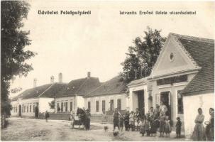 Felsőpulya, Oberpullendorf; Istvánits Ernőné üzlete, utcakép / street view with shop