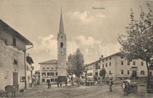 Cavareno (Südtirol), Scuola Popolare, Magazzino Pompieri / street view with school and shop (fl)