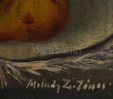 Molnár jelzéssel:Asztali gyümölcs csendélet. Olaj, vászon, hibás, 35×50 cm