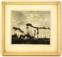 Konecsni György (1908-1970): Tanya, rézkarc, papír, jelzett,  üvegezett keretben, 25×28 cm