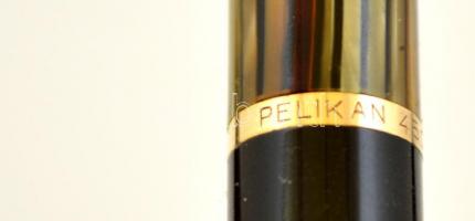 Pelikan golyóstoll és töltőceruza, aranyozott fém szerelékekkel, eredeti bőr tokban