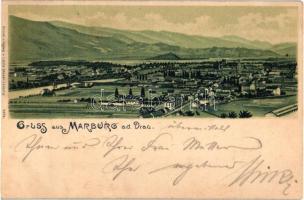 1899 Maribor, Marburg; general view, Verlag Louis Glaser, Art Nouveau litho