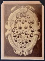 1889 Kolozsvári II: gyógyszerész-gyakornok tanfolyam hallgatóinak és tanárainak tablóképe kartonon. / 1889 Large photo of the Kolozsvar II. pharmacist session. Photo size 22x31 cm