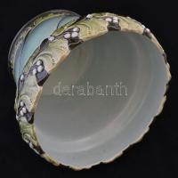 XIX. sz. vége: Nagyméretű mázas fajansz kaspó, jelzés nélkül. Minimális hajszálrepedéssel, jó állapo...