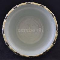 XIX. sz. vége: Nagyméretű mázas fajansz kaspó, jelzés nélkül. Minimális hajszálrepedéssel, jó állapo...